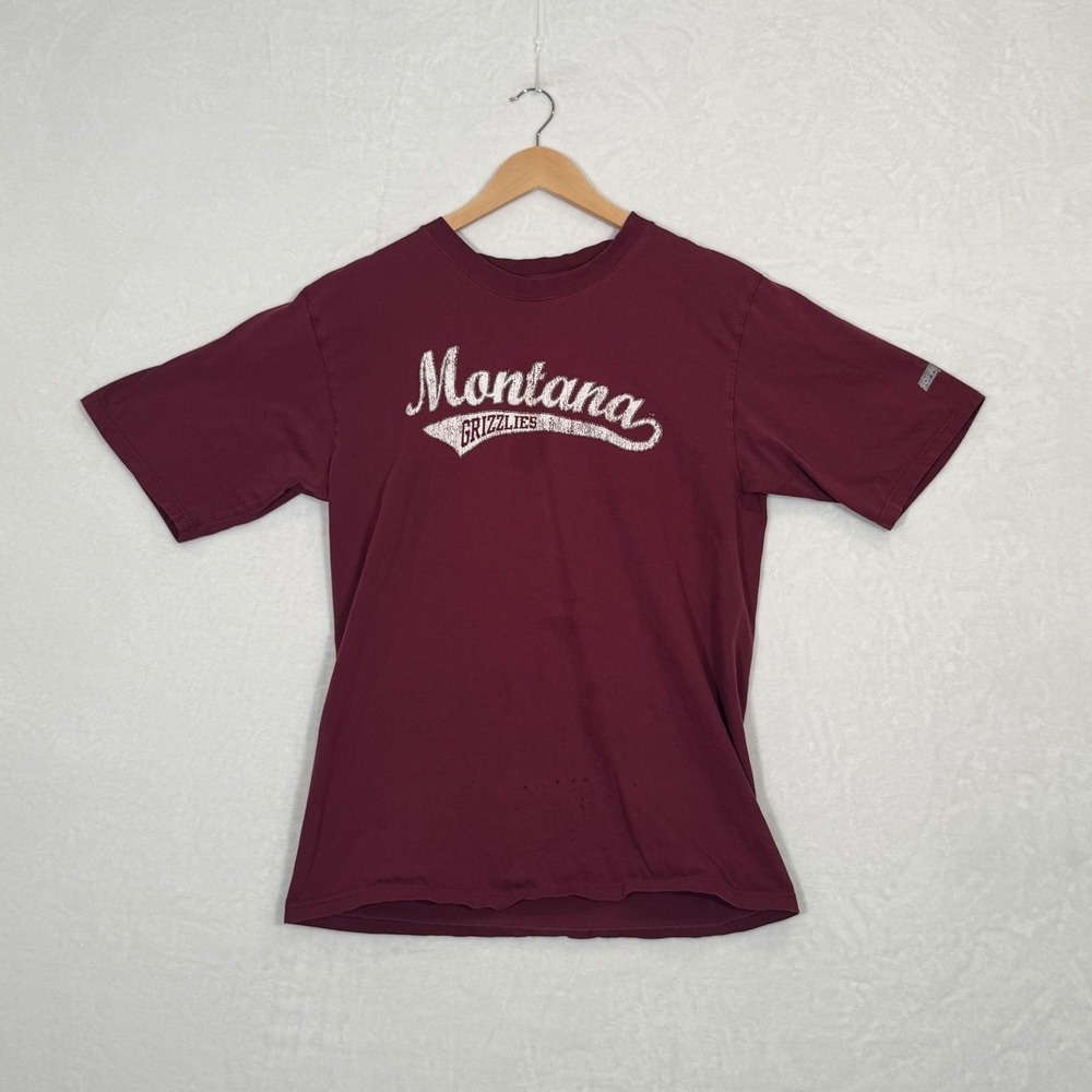 Soffe Mens Montana Grizzlies T-Shirt Maroon Cotton Graphic Tee Large